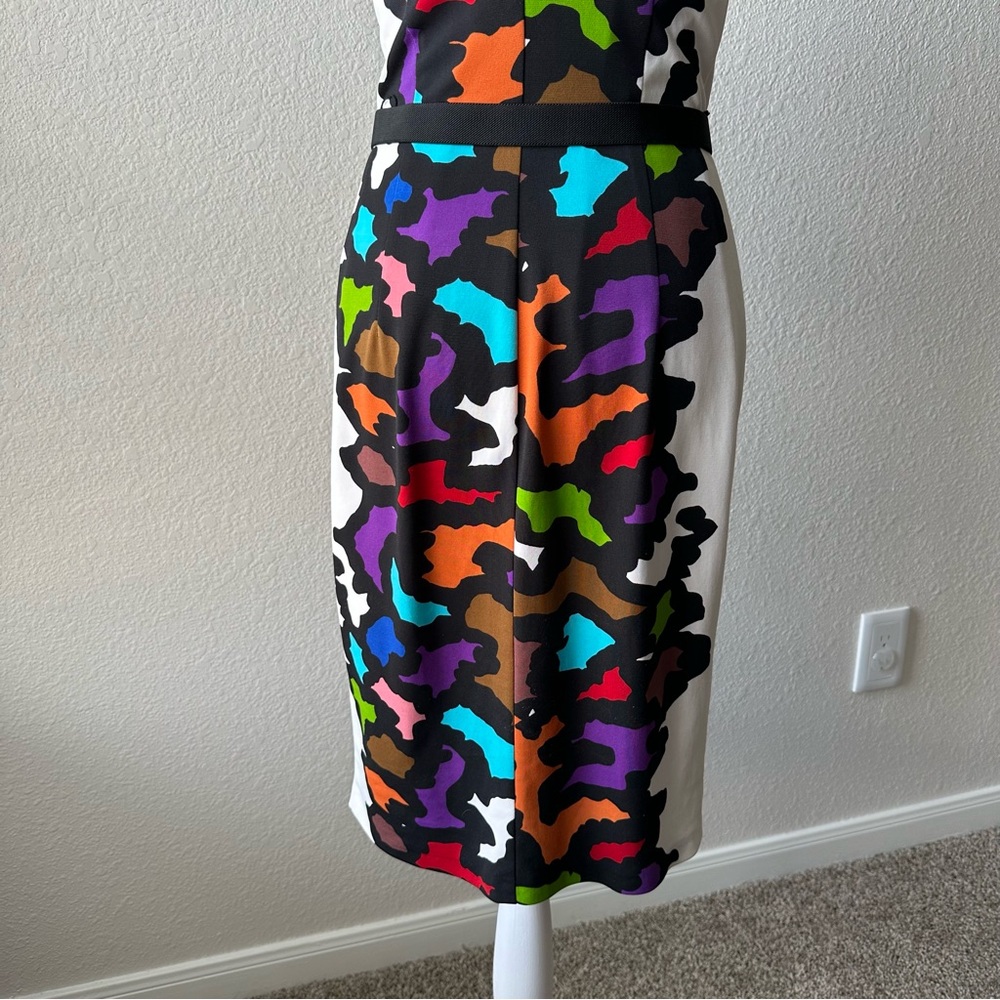 Joseph Ribkoff Multicolor Abstract Print Sheath Dress Size 4 - Picture 5 of 10